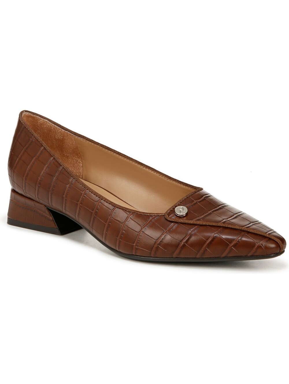 110$ Naturalizer Georgia Low-Heel Pumps Faux Leather Women's Size 8.5 US Brown